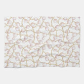 Linge De Cuisine Mariage Glamour Rose et Or avec Perles (Horizontal)