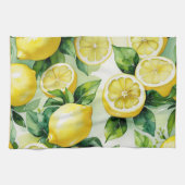 Linge De Cuisine Mariage moderne avec citron bleu floral script (Horizontal)