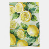 Linge De Cuisine Mariage moderne avec citron bleu floral script (Vertical)