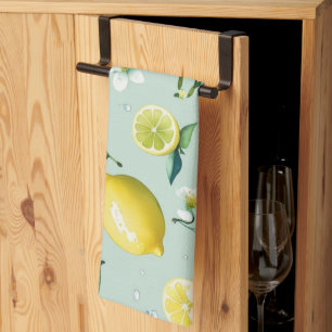 Linge De Cuisine Mariage moderne jaune citron floral écriture brida