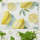 Linge De Cuisine Mariage moderne jaune citron floral script shower (Plié)