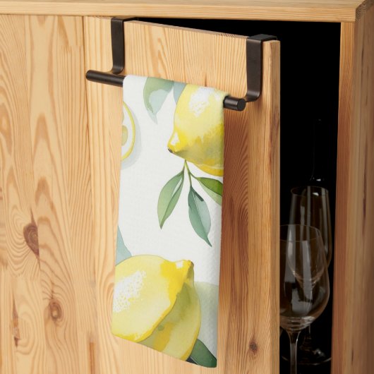 Linge De Cuisine Mariage moderne jaune citron floral script shower (Pliage en tiers)