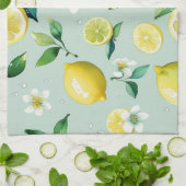 Linge De Cuisine Mariage moderne jaune citron floral script shower (Plié)