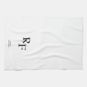 Linge De Cuisine Mariage Monogramme Simple Élégant noir et blanc (Horizontal)