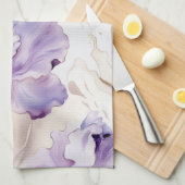 Linge De Cuisine Mariage Romantique Fleurie Iris Crème Violette (Quart Plié)