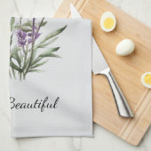 Linge De Cuisine Mariage Romantique Gris Fleur de Lavande (Quart Plié)