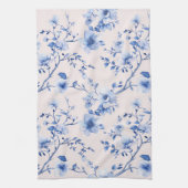 Linge De Cuisine Mariage Romantique Teint Rose Fleurs Bleues (Vertical)