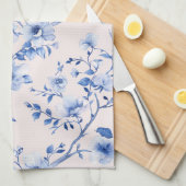 Linge De Cuisine Mariage Romantique Teinté de Bleu Floral (Quart Plié)