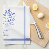 Linge De Cuisine Mariage Sauvegarder la date main tiré botanique fl (Quart Plié)