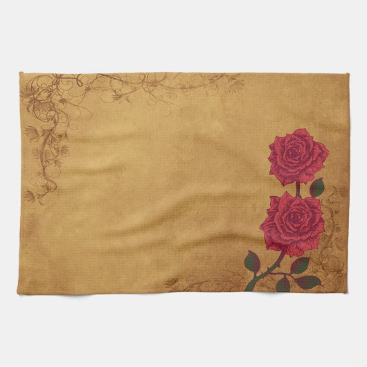 Linge De Cuisine Mariage vintage Red Rose (Horizontal)