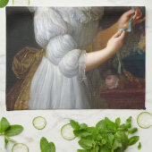 Linge De Cuisine Marie Antoinette soufflant une gomme à bulle rose (Plié)