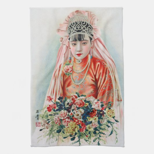 Linge De Cuisine Mariée en rouge au Mariage chinois à Shanghai (Vertical)