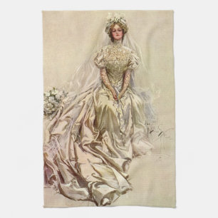 Linge De Cuisine Mariée victorienne vintage, portrait de mariage an