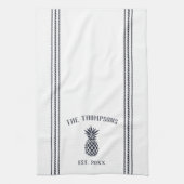 Linge De Cuisine Marine & Blanc Ananas Rustique Personnalisé (Vertical)