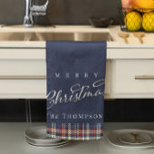Linge De Cuisine Marine Bleu Joyeux Noël Plaid Custom
