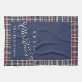 Linge De Cuisine Marine Bleu Joyeux Noël Plaid Custom (Horizontal)