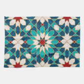 Linge De Cuisine Marine Bleu Turquoise Blanc Marbre Rouge Marbre Ma (Horizontal)