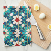 Linge De Cuisine Marine Bleu Turquoise Blanc Marbre Rouge Marbre Ma (Quart Plié)