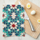 Linge De Cuisine Marine Bleu Turquoise Blanc Marbre Rouge Marbre Ma (Quart Plié)