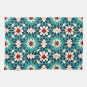 Linge De Cuisine Marine Bleu Turquoise Blanc Marbre Rouge Marbre Ma (Horizontal)