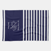 Linge De Cuisine Marine Blue Kayak Monogramme Nom Maison du lac (Horizontal)