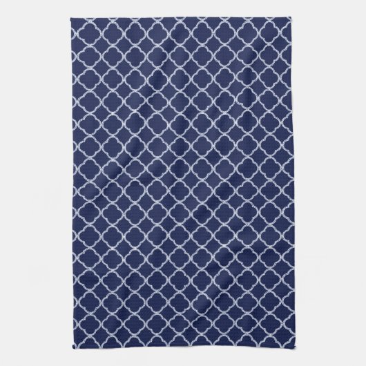Linge De Cuisine Marine Blue Quarterfoil Monogram Cuisine Plat Serv (Vertical)