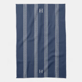 Linge De Cuisine Marine | Monogramme de bande de corde classique (Vertical)
