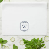 Linge De Cuisine Marine | Monogramme simple cadre classique (Plié)