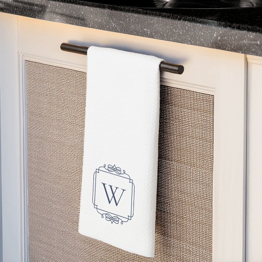 Linge De Cuisine Marine | Monogramme simple cadre classique