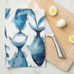 Linge De Cuisine Marine océanique | Décor Côtier Balnéaire<br><div class="desc">Ajoutez une touche de style balnéaire à votre cuisine avec cette serviette de cuisine de poisson aquarelle dans les tons bleu et bleu marine. Le motif de poissons animé apporte une touche nautique, parfait pour les maisons de plage, les cottages côtiers, ou cuisines quotidiennes et divertissants. Cette serviette fait un...</div>