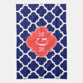 Linge De Cuisine Marine Whats Marocain #5 Coral Rouge 3 Monogramme  (Vertical)