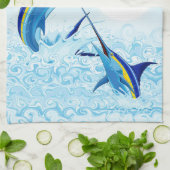 Linge De Cuisine Marlin Bleu Jaillissant de l'Océan (Plié)