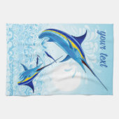 Linge De Cuisine Marlin Bleu Jaillissant de l'Océan (Horizontal)