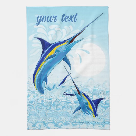 Linge De Cuisine Marlin Bleu Jaillissant de l'Océan (Vertical)