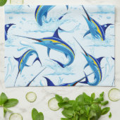 Linge De Cuisine Marlin Bleu Jaillissant de l'Océan (Plié)