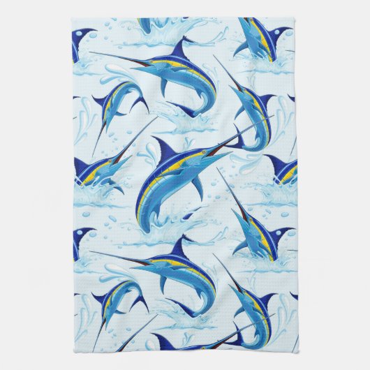 Linge De Cuisine Marlin Bleu Jaillissant de l'Océan (Vertical)