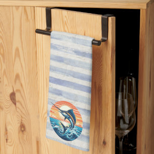 Linge De Cuisine Marlin coucher de soleil personnalisé côtier/nauti