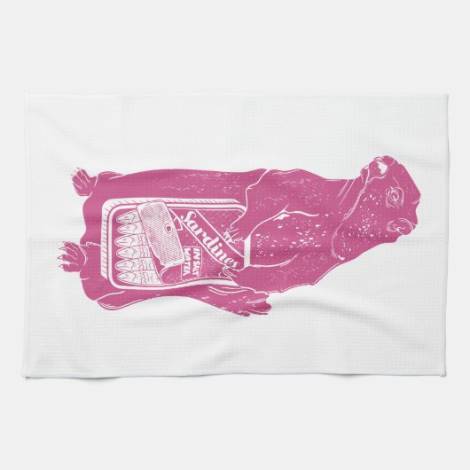 Linge De Cuisine Marmot Groundhotte mangeant des sardines (Horizontal)