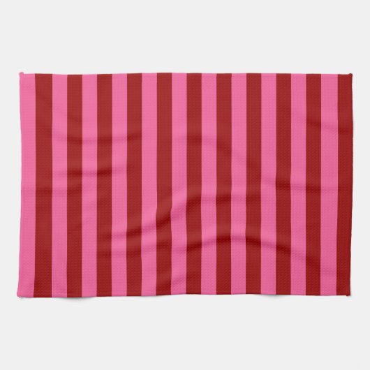 Linge De Cuisine Maroon Rouge rose rayures Design (Horizontal)