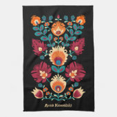 Linge De Cuisine Maroon, turquoise et jaune pastel Folk Wycinanki (Vertical)