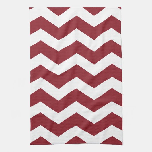 Linge De Cuisine Maroon & White Chevron (Vertical)