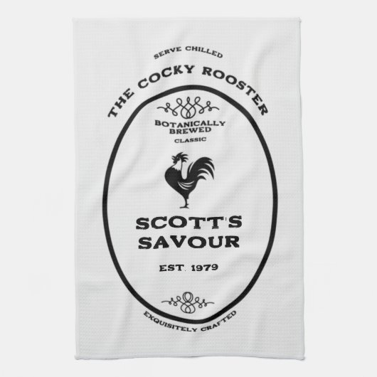 Linge De Cuisine Marque de commerce, coq coquine, personnalisable (Vertical)