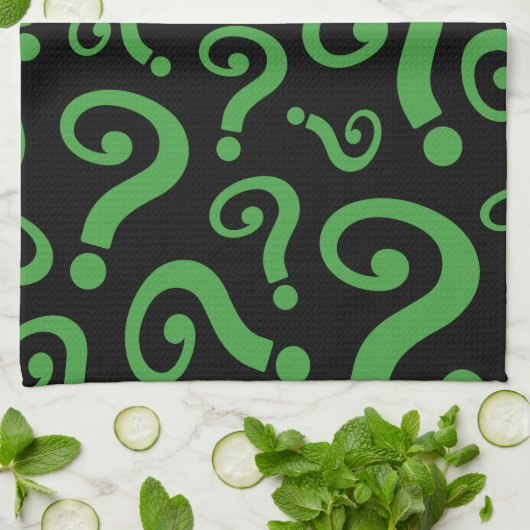 Linge De Cuisine Marque d'interrogation verte (Plié)