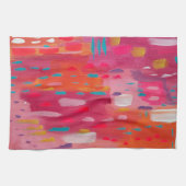Linge De Cuisine Marques de pinceau rose et orange Abstraites (Horizontal)