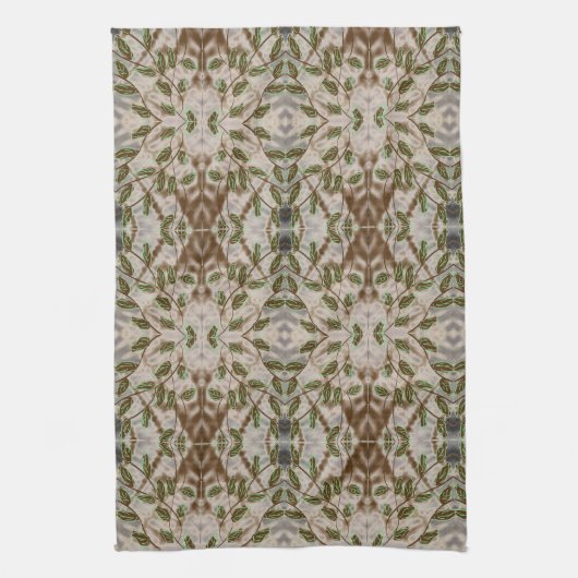 Linge De Cuisine Marron Vert et Gris Bleu (Vertical)