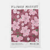 Linge De Cuisine Mars Marché aux fleurs rose Sakura Cherry Imprimer (Vertical)