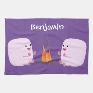 Linge De Cuisine Marshmallows mignons roses par dessin animé sur le