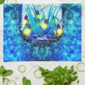 Linge De Cuisine Mason bocal éclairs lugubre luciole bleu jaune (Plié)