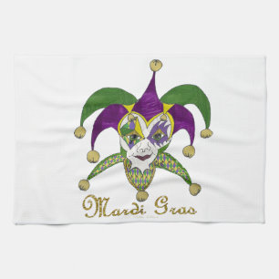 Linge De Cuisine Masque de bouffons de Mardi Gras coloré