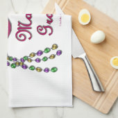 Linge De Cuisine Masque de Mardi Gras Plumes Perles (Quart Plié)
